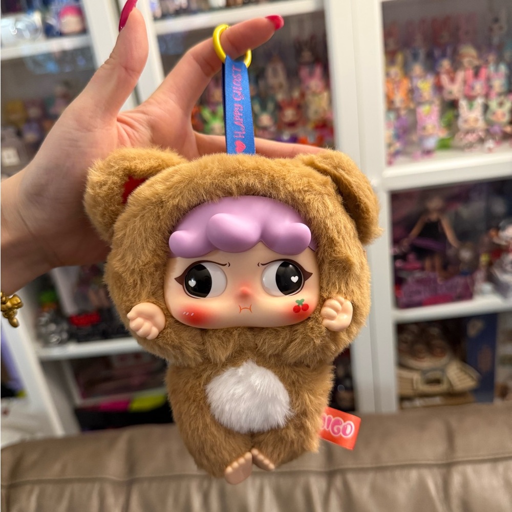 【Authentic】Happy Ghost MIGO Little Troublemaker Plush Keychain - Brown Bear